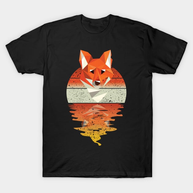 Vintage cute fox reflected on lights of moon T-Shirt T-Shirt by mutarek